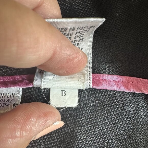 Liz Clayborne Linen Babydoll Top Wmn 16-18? Black Ruffle Raw Hem Minimalist READ - Picture 6 of 11